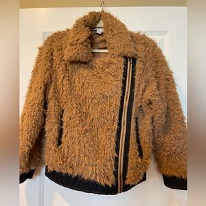 Women’s Faux Fur jacket with dark denim trim